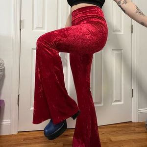 Red Velvet Flare Pants